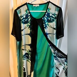Mulberry Teal Dress with Black Trim